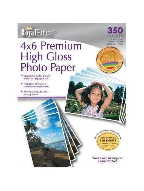 Premium High Gloss Photo Paper 4x6 Royal Brites 350 Sheets