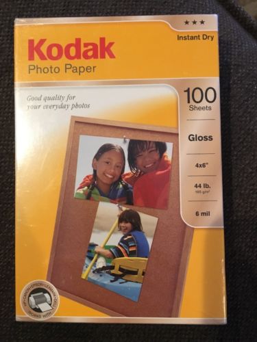 Kodak Photo Paper Gloss Sealed Vintage 4x6 100 Sheets New 44 lb 6mil Instant Dry