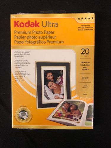 NEW Kodak 1801711 Ultra Premium Photo Paper; 5x7, High Gloss, 20 sheets