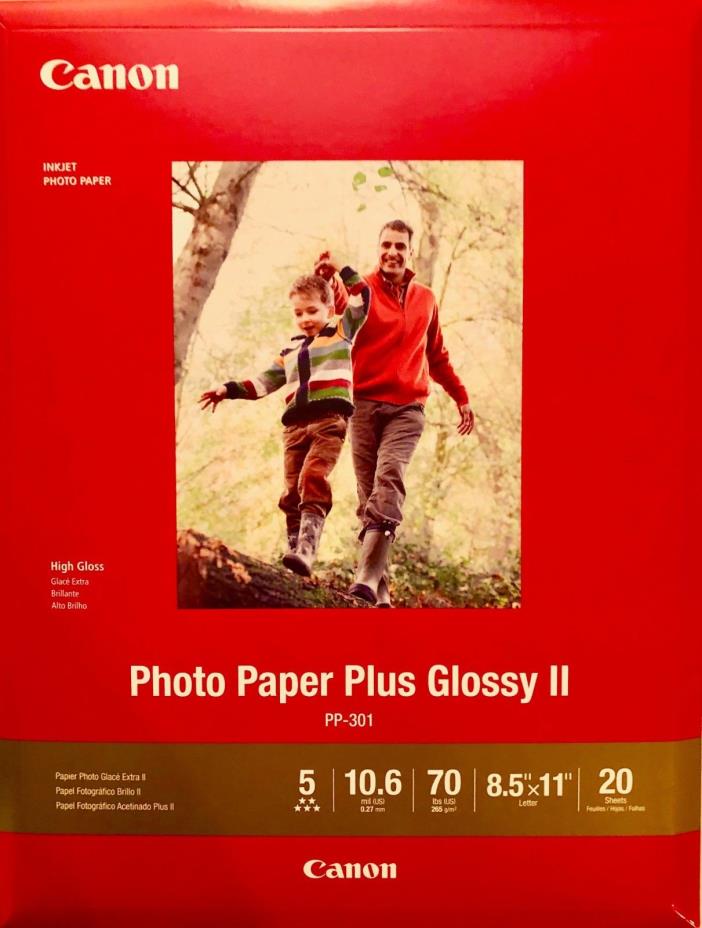 CANON Photo Paper Plus Glossy II, 8.5 x 11, Sheets 20, PP-301, FREE SHIPPING