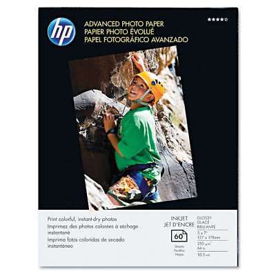 HP Advanced Photo Paper, 56 lbs., Glossy, 5 x 7, 60 Sheets/Pack 882780349582
