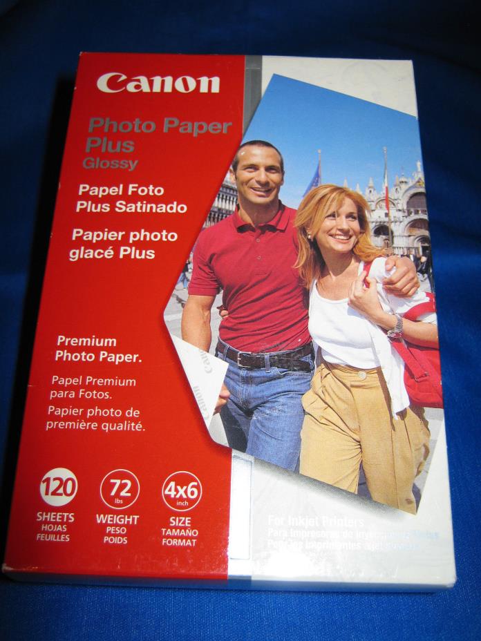 Canon Photo Paper Plus Glossy 120 Sheets 72 lbs 4x6 Size 10.5 Mil 92 ISO