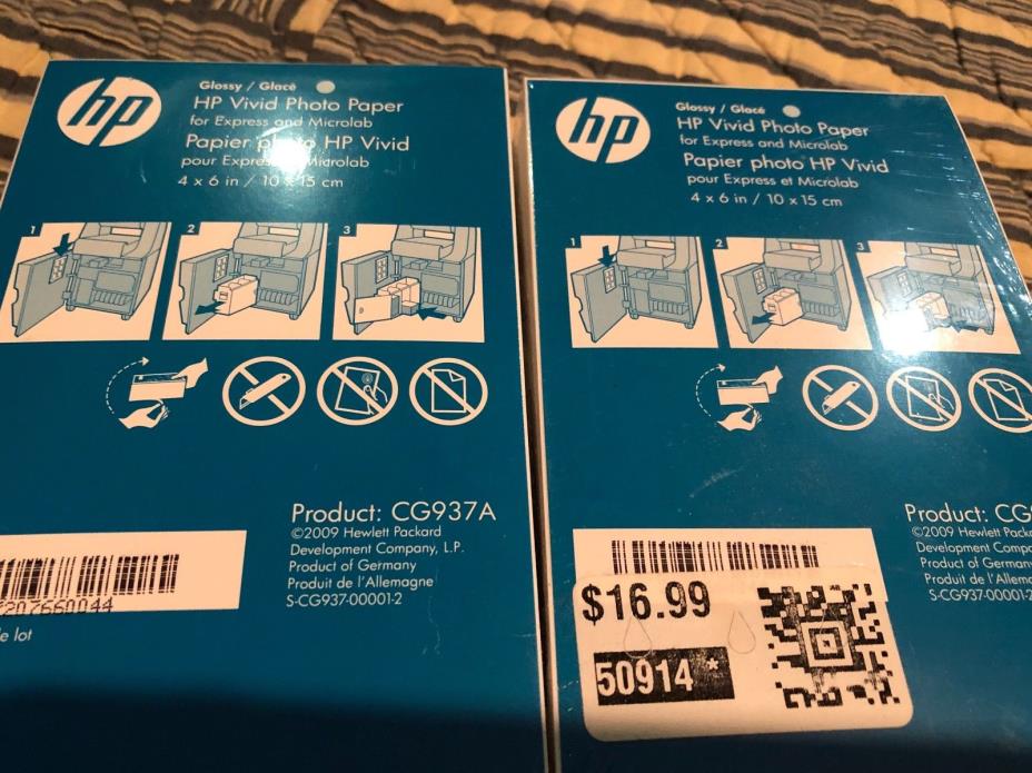 LOT 2 Packs 180 sheets in each HP Glossy Vivid Photo Paper 4x6 #CG937A
