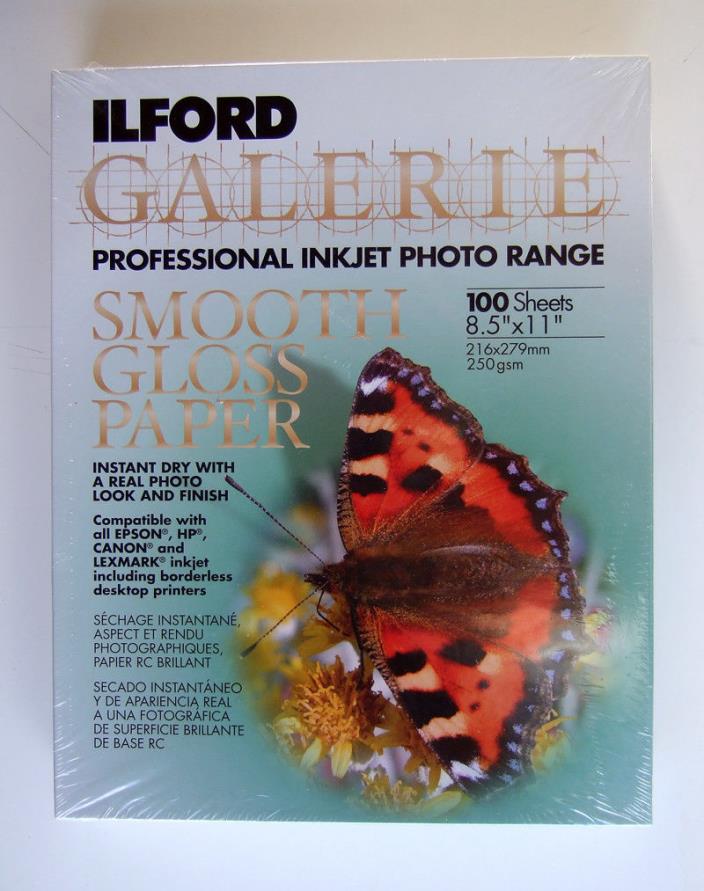 Ilford Galerie Smooth Gloss photo paper 100 sheets, 8.5x11