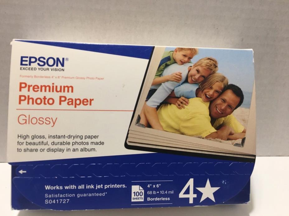 Epson Premium Photo Paper Glossy 100 Sheets 4 X 6 inches 68 lbs borderless