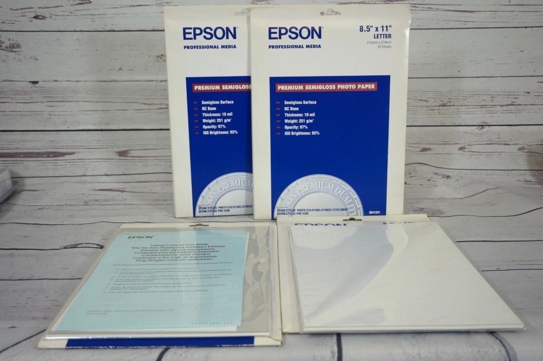4 Count Epson Premium Semigloss Photo Paper 8.5x11 (Letter) S041331 2 Sealed