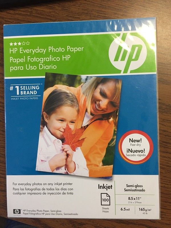 HP Everyday photo paper, pack of 100  Semi-gloss   6.5 ml  inkjet