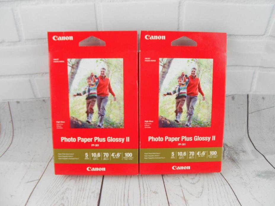 2 Packs Canon Photo Paper Plus Glossy II 4 x 6 High Gloss 200 Sheets Total New