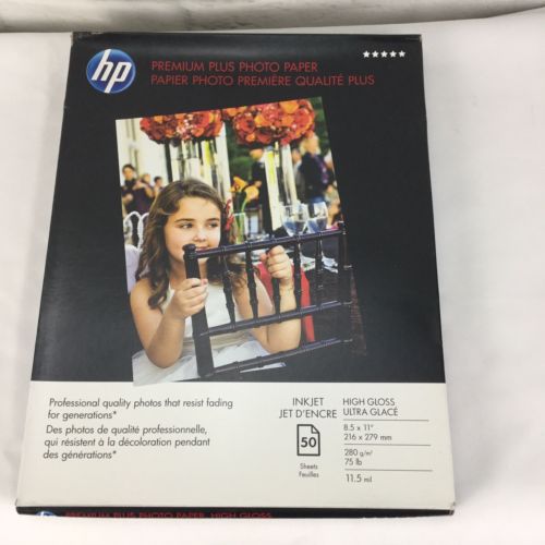 HP Premium Plus Photo Paper Inkjet High Gloss 50 Sheets 8.5
