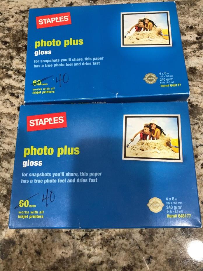 Staples Photo Plus Gloss Paper 4 in x 6 in 80 sheets - Inkjet Printers New