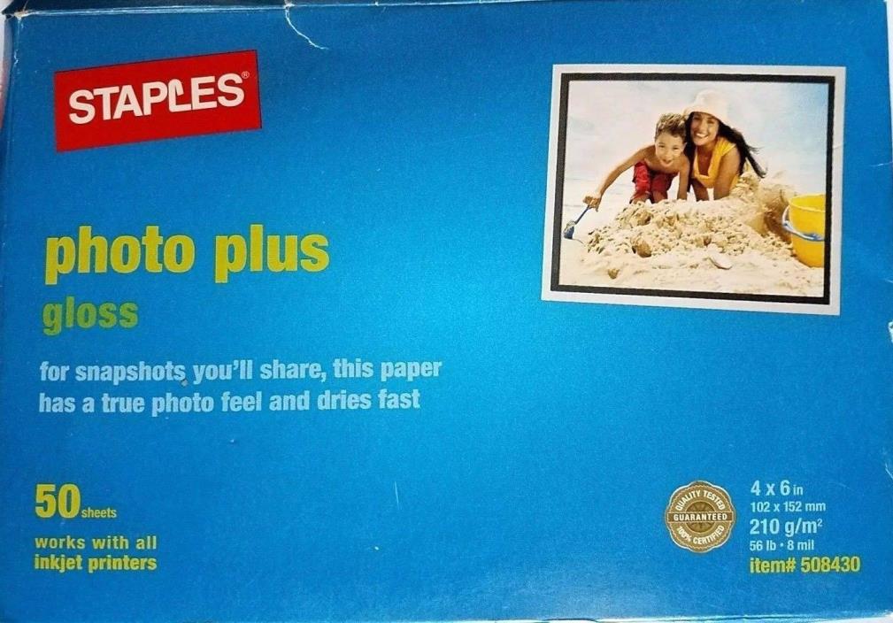 Photo Paper Staples Photo Plus (5 Boxes) Gloss Print Paper, 4