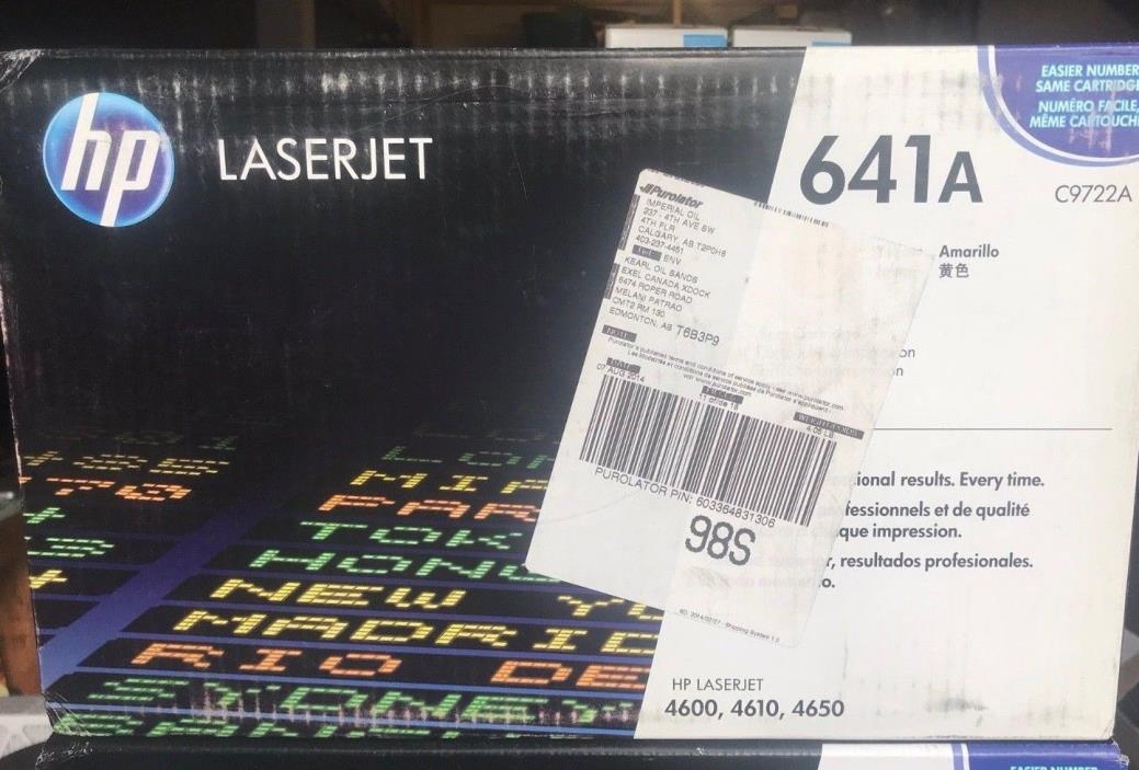Genuine HP C9722A 641A Yellow toner cartridge SEALED BOX