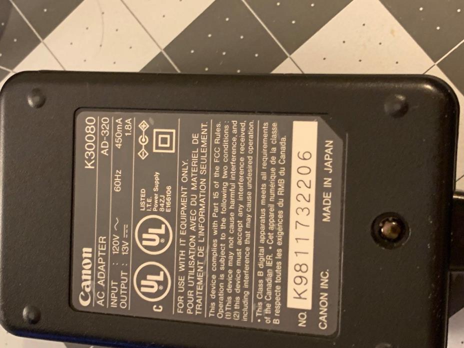 Canon K30080 AD-320 AC Adapter Power Supply