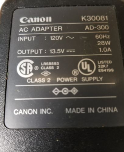 Canon #K30081 Printer A/C Power Adapter #AD-300