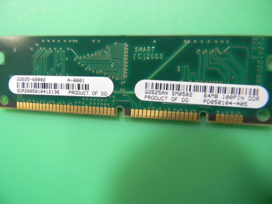 Smart/HP 100-pin DDR 64MB Printer RAM Q2625-60002 (Q2625AX)
