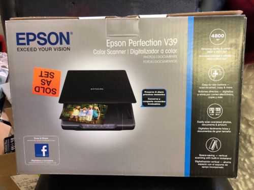 NEW EPSON PERFECTION V39 COLOR PHOTO FLATBED SCANNER