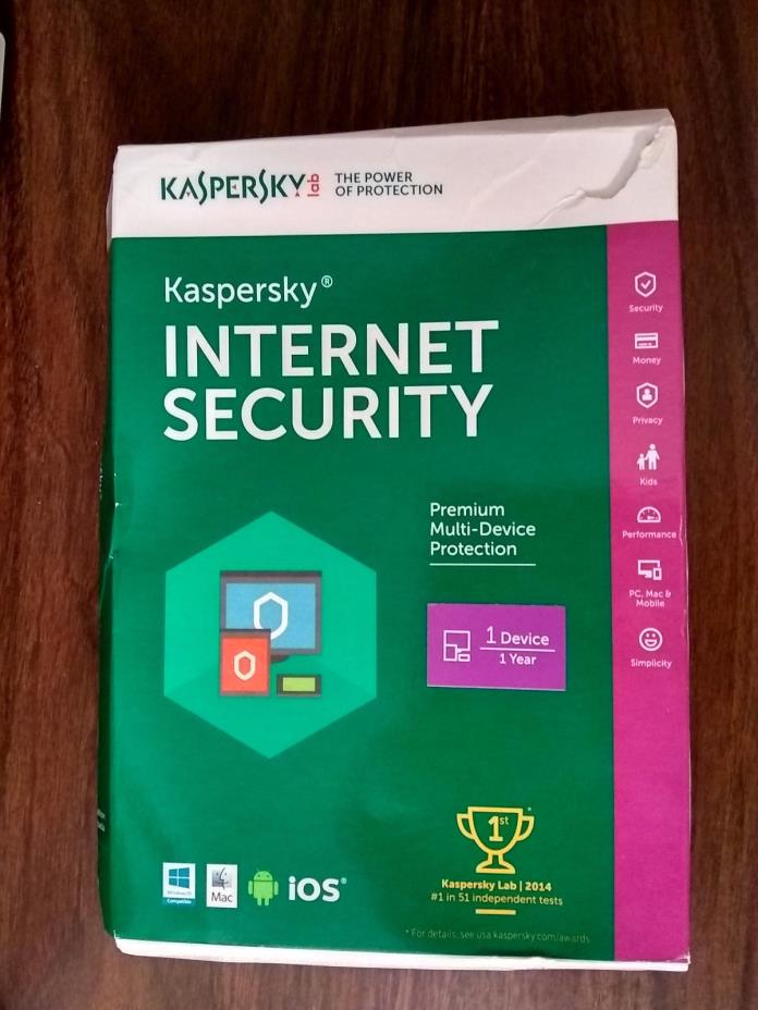 NEW Kaspersky Internet Security 1 Device/1 Year, Product Key Card