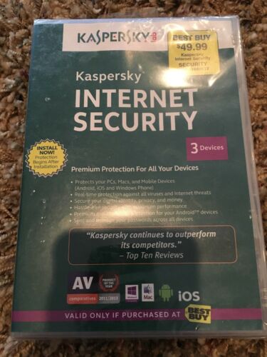 New Sealed 2014 Kaspersky Internet Security For 3 Devices Software Computers