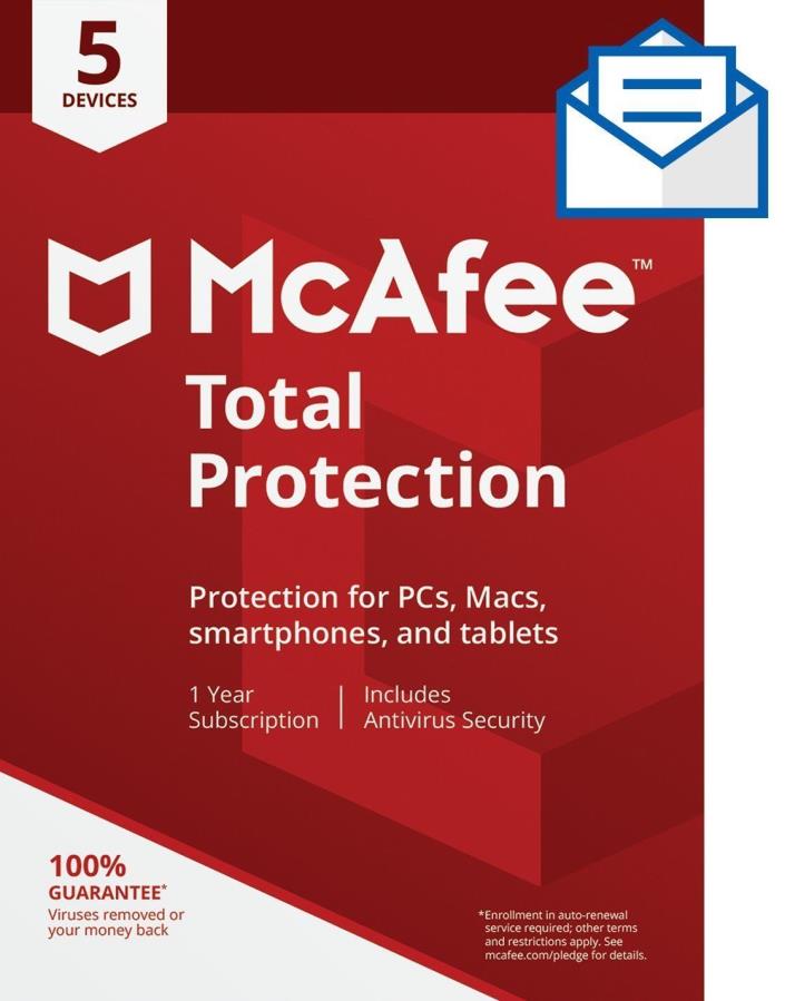 McAfee Antivirus 2018 KEY  Email Delivery - 5 Users 5 -Devices