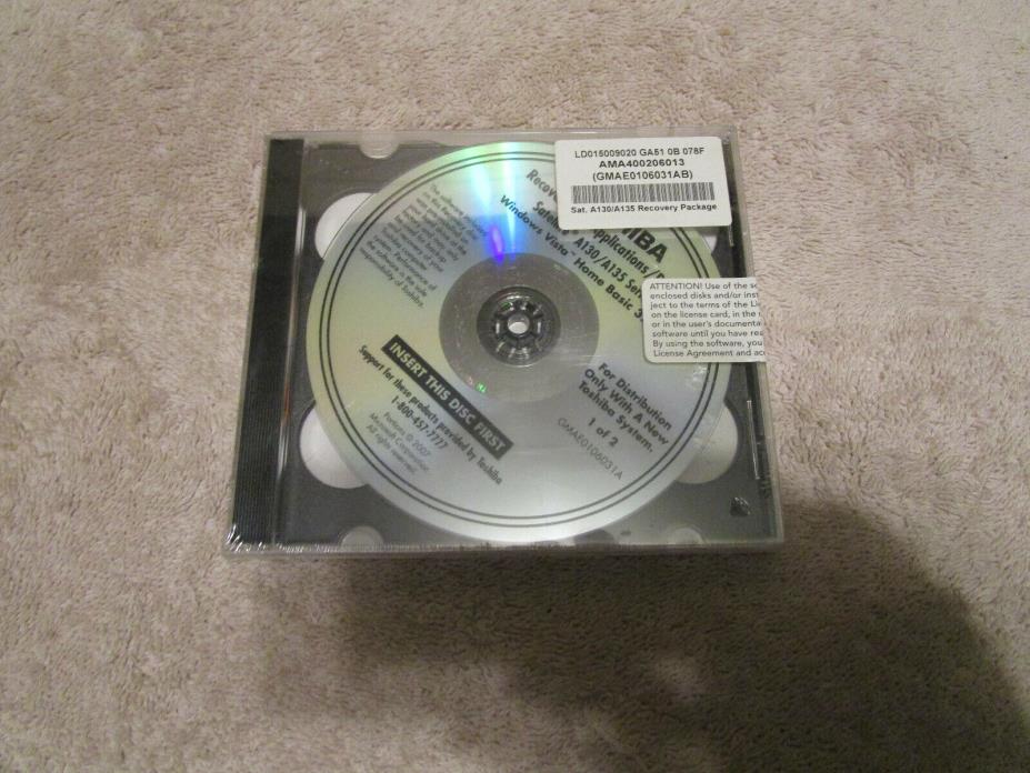 TOSHIBA SATELLITE RECOVERY DISC FOR A130 OR A135  SERIES WINDOWS VISTA 32-BIT