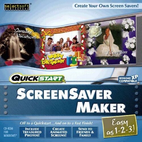 QuickStart Screensaver Maker PC Windows XP Vista 7 8 10 Sealed New