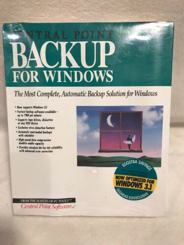 Central Point Backup For Windows 3.1 Version 7.2 Software New Sealed Package!