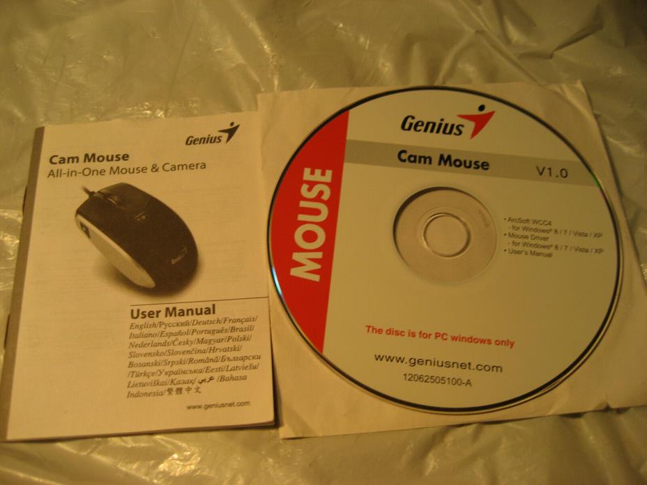 GENIUS ARCSOFT V1.0 CAM MOUSE DRIVER DISC MANUAL PC COMPUTER CD SOFTWARE WINDOWS