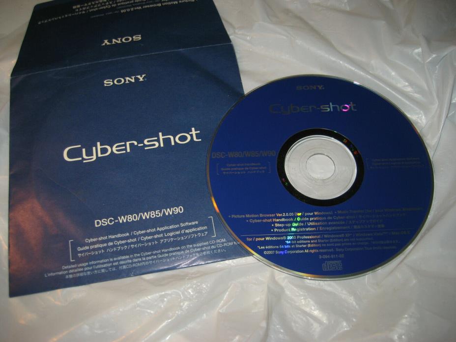 SONY CYBER-SHOT DIGITAL CAMERA DISC DSC W80 W85 W90 PC COMPUTER CD SOFTWARE WIN