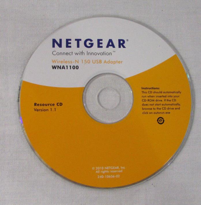 Netgear Wireless N-150 USB Adapter WNA1100 Resourse CD Version 1.1