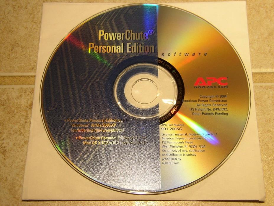 Power Chute Personal Edition Software CD Win/Mac -Win 98/ME/2000/MAC 10.2x/10.3