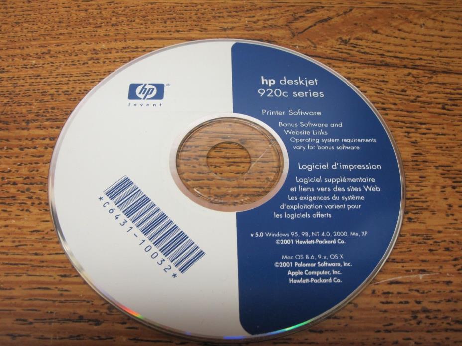 Hp Printer Software CD For Deskjet 920C Series CD #C6431-10032 In Good Shape