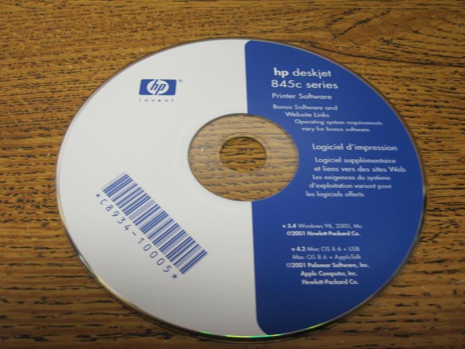 Hp Printer Software CD For Deskjet 845C Series CD #C89934-10005 In Good Shape