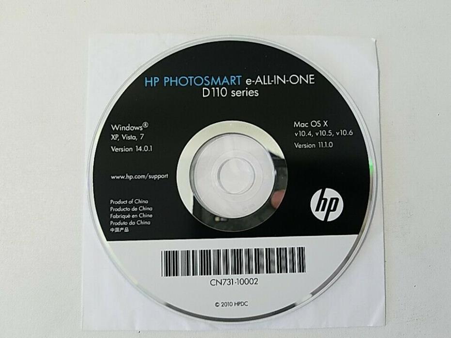 HP Photosmart D110 Series CD Disk Driver and Utilities for Windows, Mac, Vista