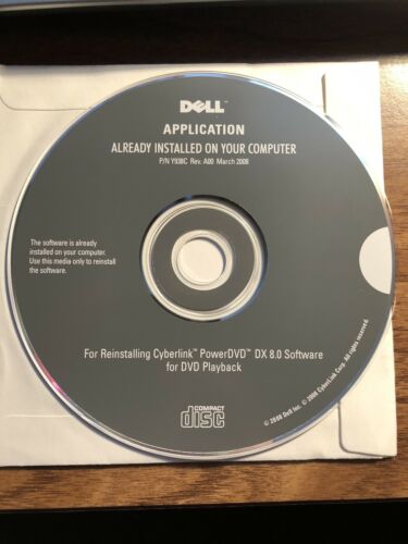 Dell application Disc For Reinstalling CyberLink, PowerDVD DX 8.0 Y938C