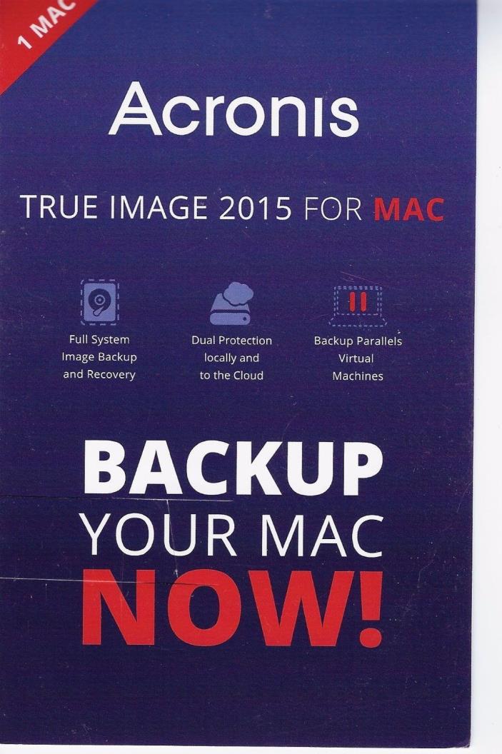 New, Acronis True Image 2015 for Mac - 1 Mac - Product Key Card