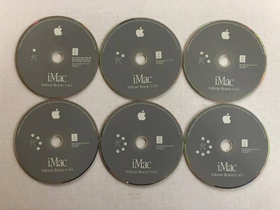 Set of 6 Discs iMac Software Restore 2002 v 10.1.4 9.2.2