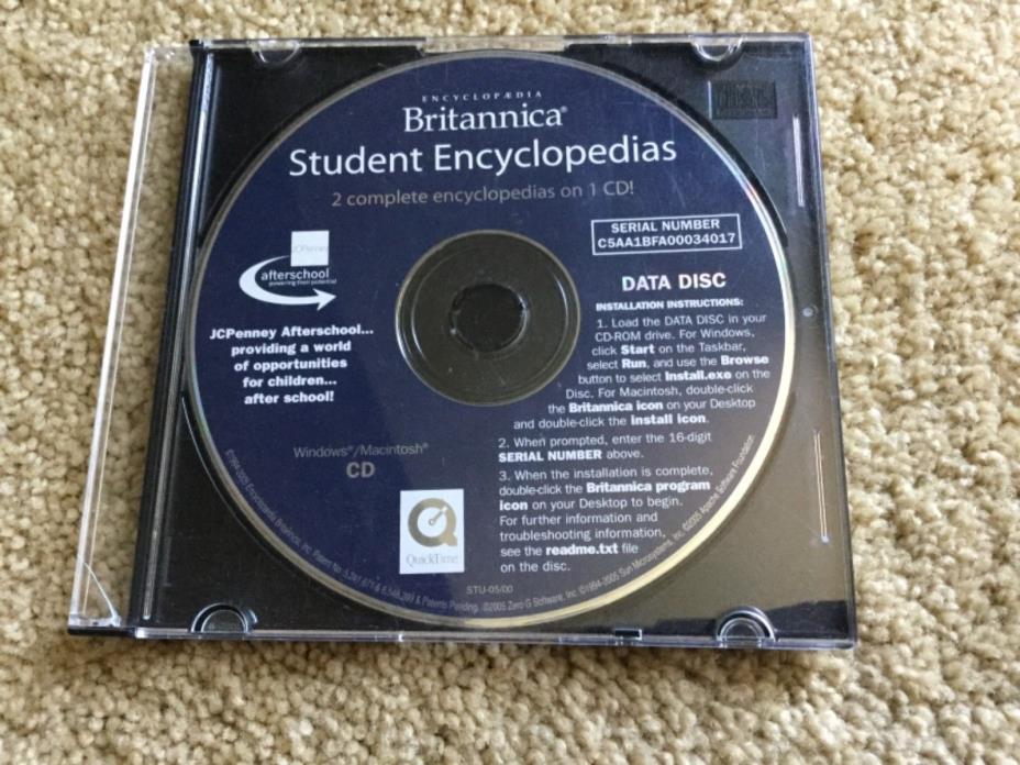 NEW 2 BRITANNICA STUDENT ENCYCLOPEDIAS ON 1 CD-ROM FOR WINDOWS OR MAC EDUCATION