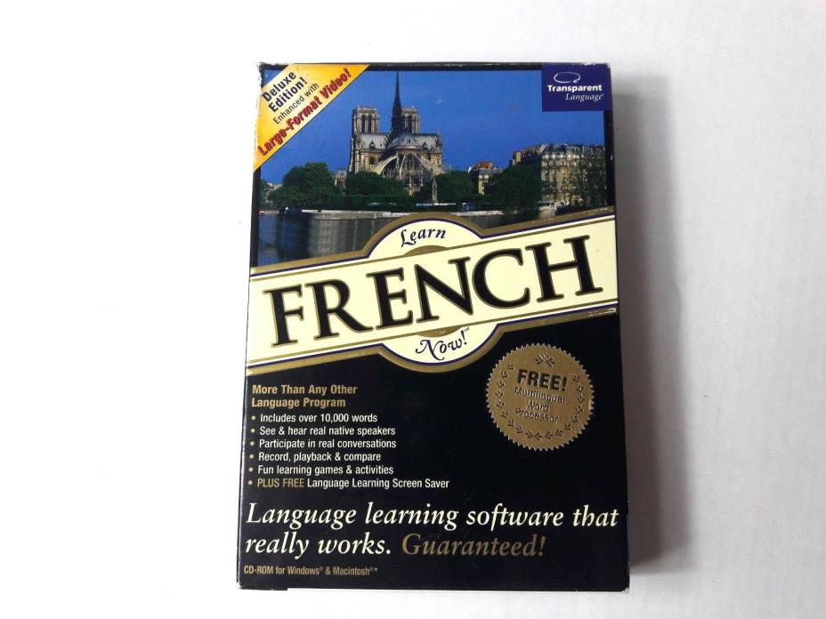 TRANSPARENT LANGUAGE Learn French Now And Bonus Language Software CD ROM
