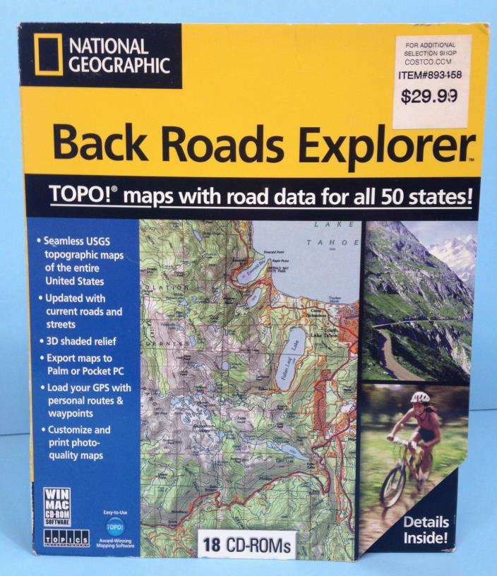 National Geographic Back Roads Explorer 18 CD-Roms Topographic Maps NIB