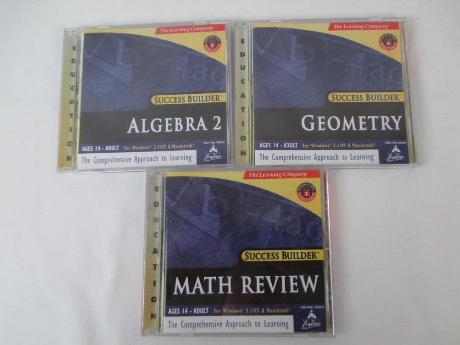 Success Builder CD-Rom Geometry Algebra 2 and Math Review Lot of 3