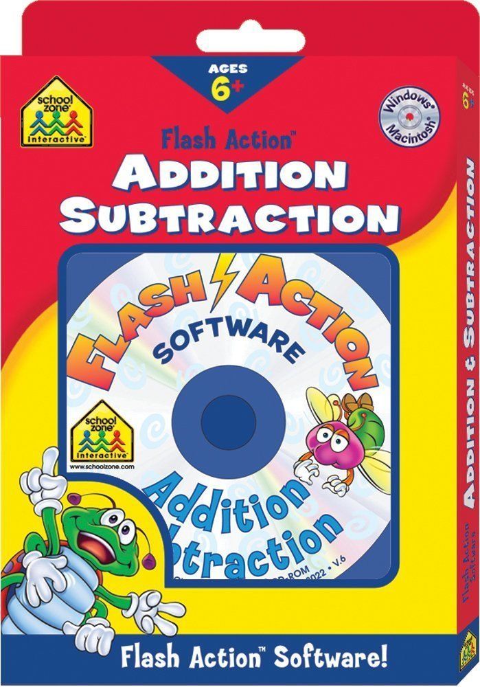 New Flash Action Software Addition & Subtraction School Zone Interactive Ages 6+