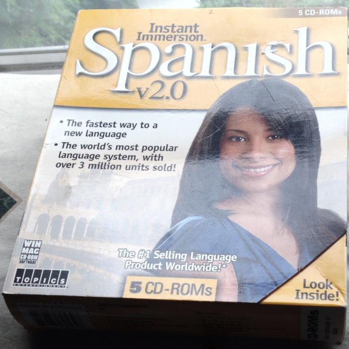 Spanish Lessons ~Instant Immersion Spanish v 2.0 New Win & Mac w/5 CD-ROMs Discs