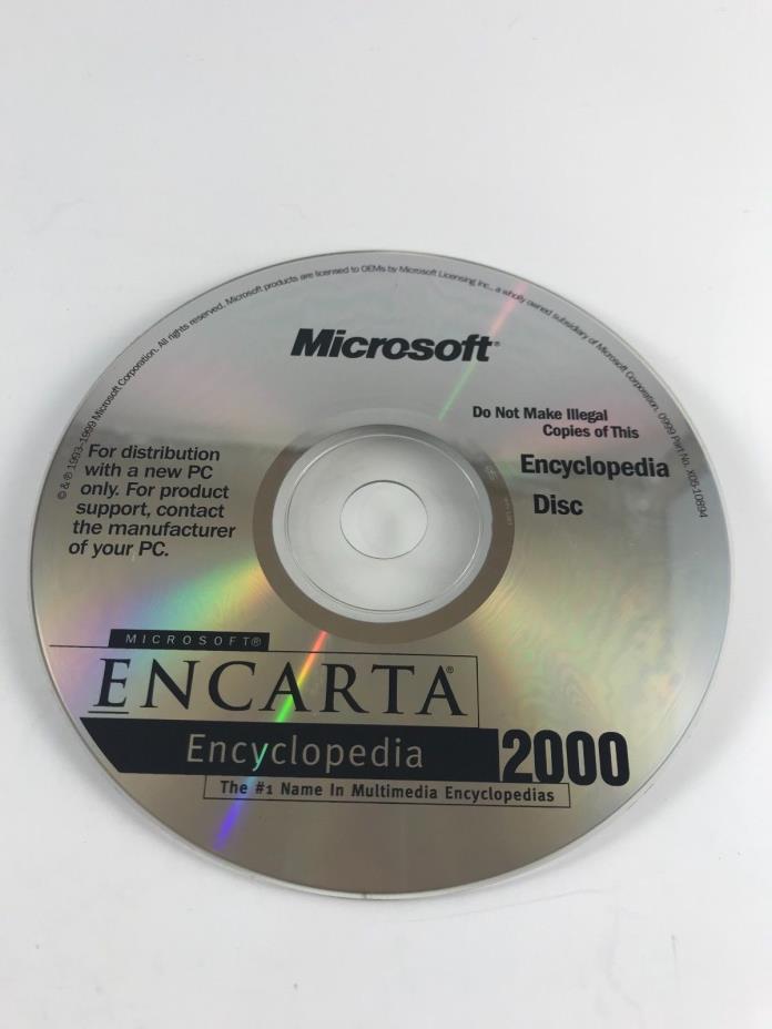 Microsoft Encarta Encyclopedia 2000 for Windows Encyclopedia Disc CD-ROM Only