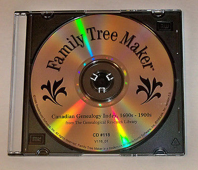 FAMILY TREE MAKER FTM CD 118 Canadian Genealogy Index 1600s-1900s