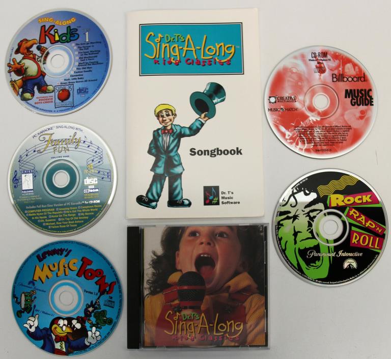 6 VINTAGE PC Music & Sing-A-Long CD's Kids Family Karaoke Toons >> Homeschooling