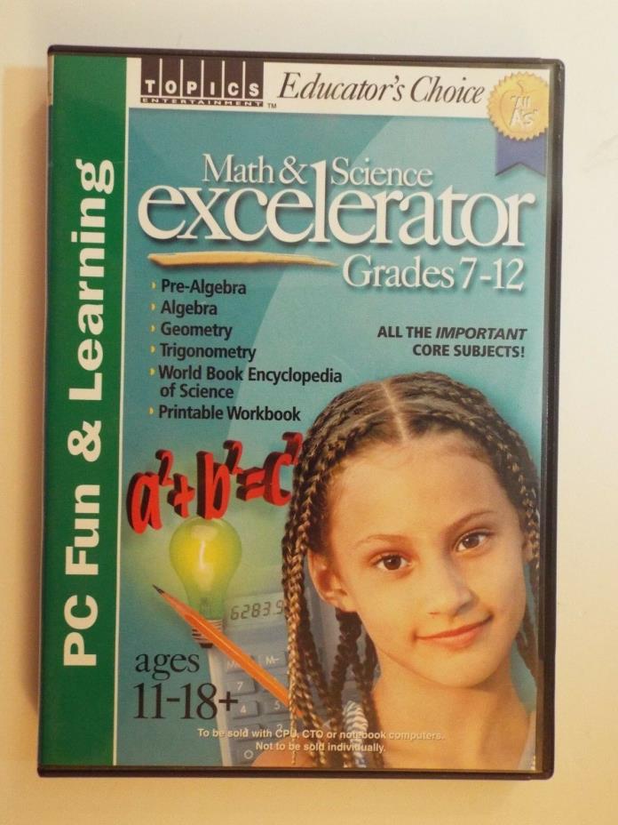 educator's choice math & science excelerator-2 cd-roms-grade 7-12-PC fun & learn