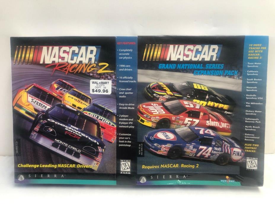 New Sealed Nascar Racing 2 (PC CD ROM, 1996) & Sierra Grand National Expansion