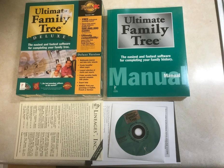 ULTIMATE FAMILY TREE DELUXE DISC & MANUAL IN BOX FOR WINDOWS 3.1/95 SOFTWARE