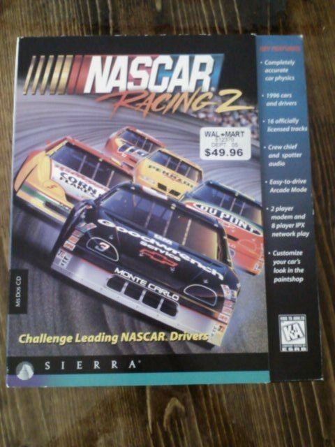 NASCAR Racing 2 (PC, 1996) CD Rom Dos Windows 95 Computer Game Sierra Complete