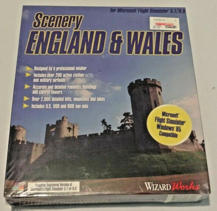 Scenery ENGLAND & WALES for Microsoft Flight Sim 5.1/6.0 WizardWorks PC CD-ROM